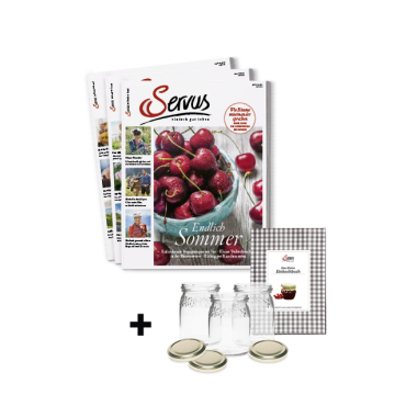 Einmachgläser und Cover Servus Einkochbuch