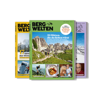 Drei Cover von Bergwelten Magazinen